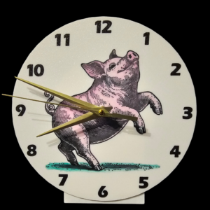 Pig freestanding hand painted tabletop clock